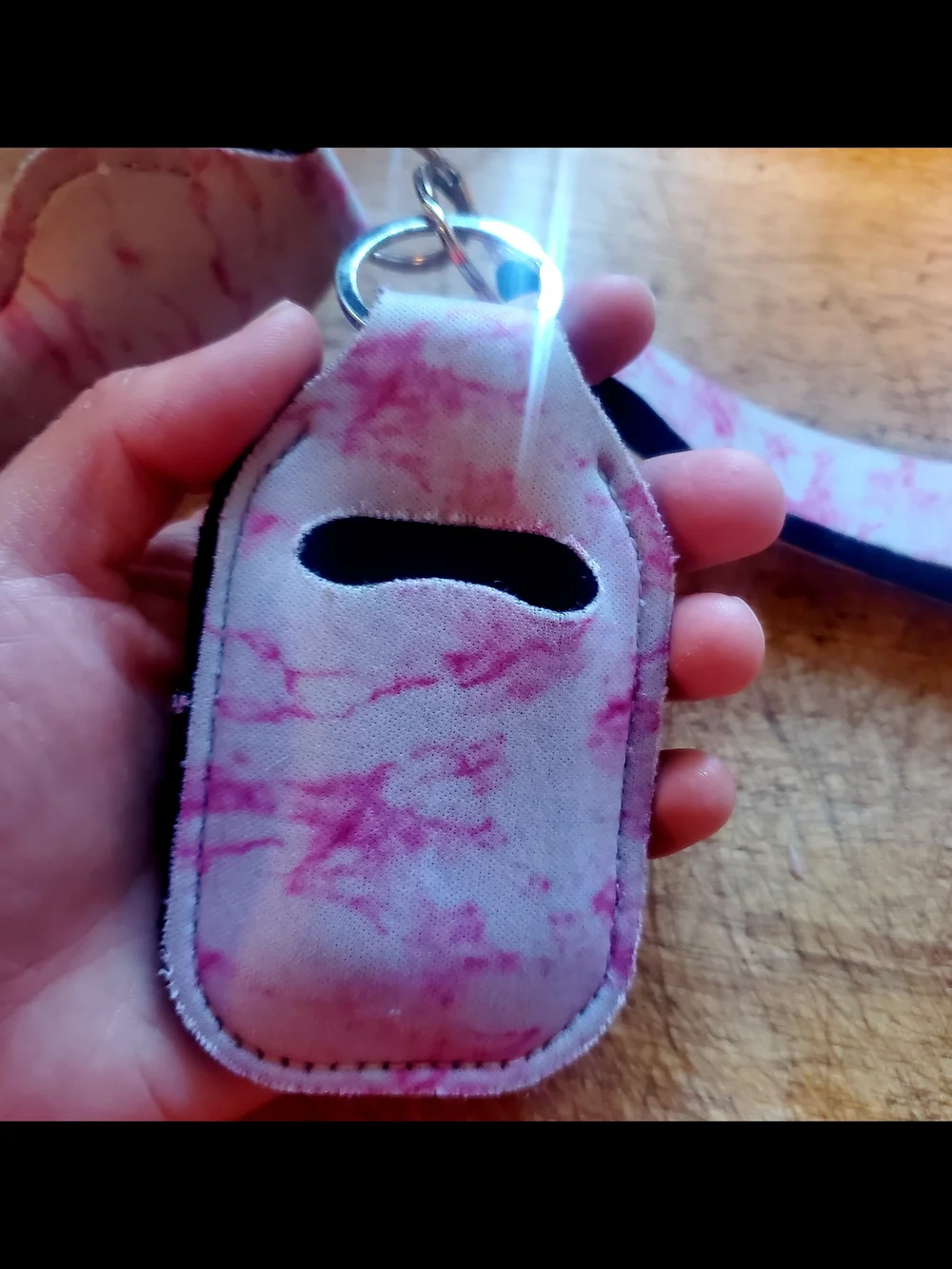 Womens Pink Marble Neoprene Keychain Accessory Holder